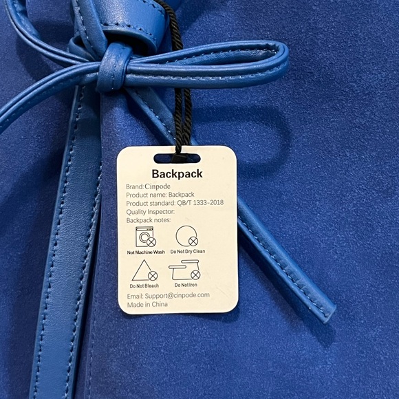 Elegant Blue Faux Suede Satchel Bag Handbag Backpack - Picture 10 of 11